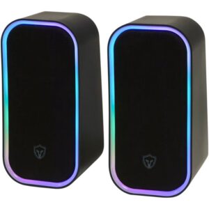Enceintes de gaming Battletron – Son stéréo puissant, éclairage LED, connexion 3,5 mm et USB