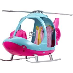 Hélicoptère Barbie Voyage Rose et Bleu pour Poupée avec Hélice