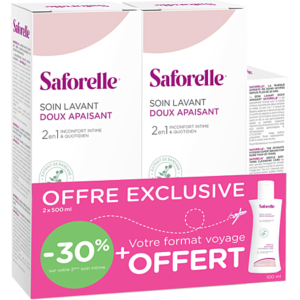 Saforelle soin Lavant Doux Apaisant Duo 500ml x2 + 100ml
